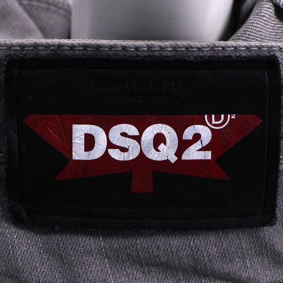 Dsquared2 Distressed Slim-Fit Jeans in Grey Cotton Denim